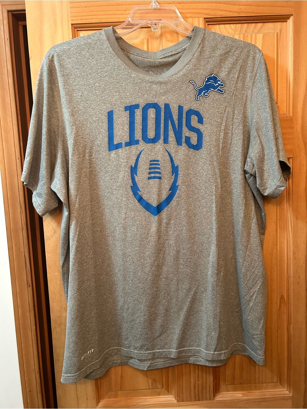Nike Gray Lions Short Sleeve Tee with Blue Logo